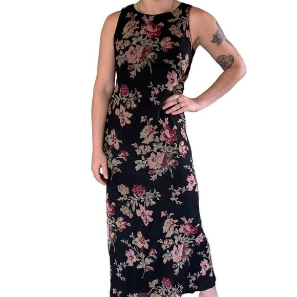 Vintage 1990s Womens MSK Floral Romantic Summer Maxi Bohemian Dress Sz 8 - Picture 1 of 9